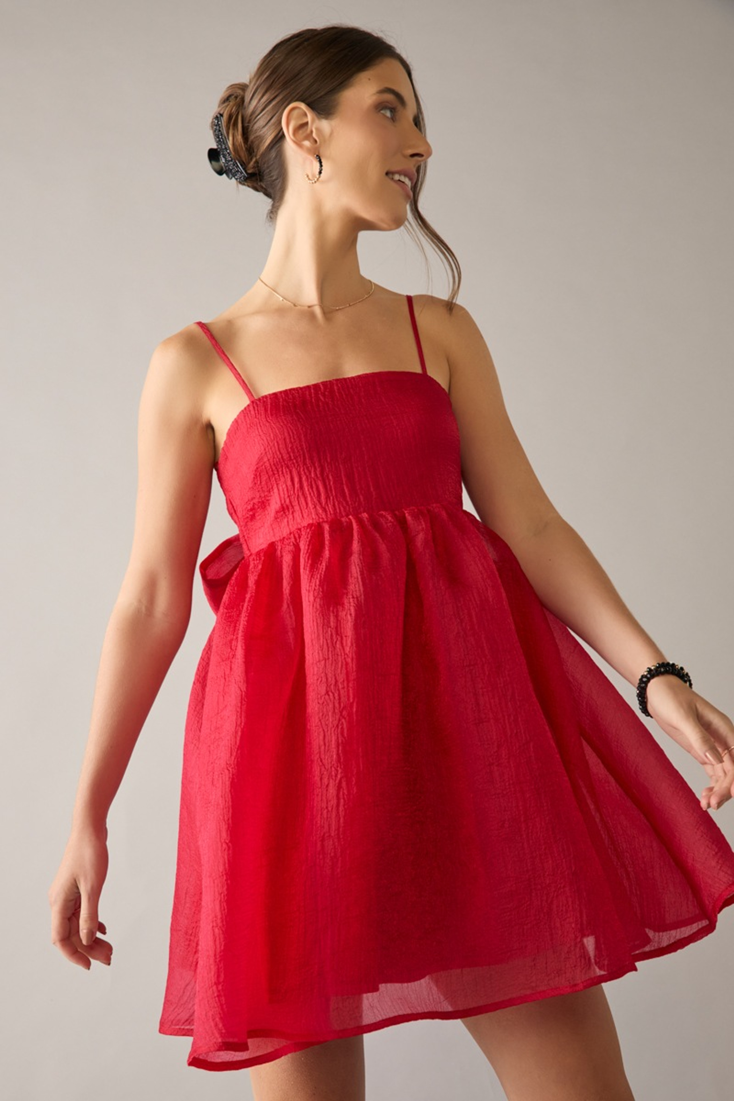 Roxie Bow Back Babydoll Mini Dress | Francesca's