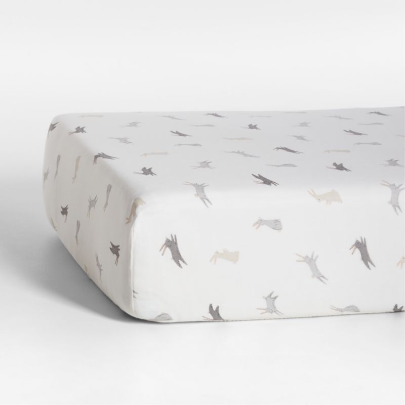 Grey Bunny Gauze Organic Cotton Baby Crib Fitted Sheet + Reviews | Crate & Kids | Crate & Barrel