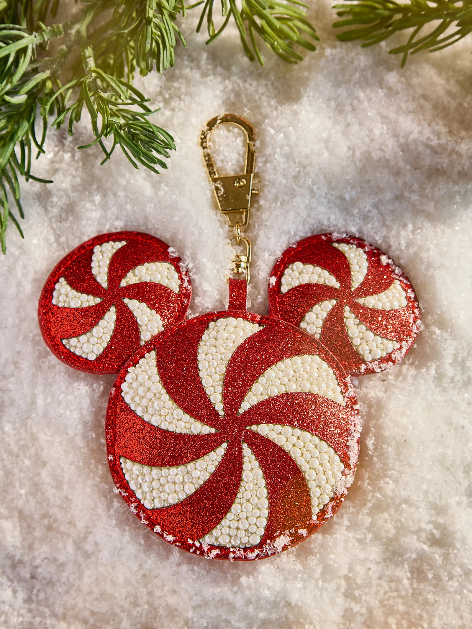 Disney Mickey Mouse Candy Cane Puff Bag Charm - Disney Candy Cane Bag Puff Bag Charm | BaubleBar