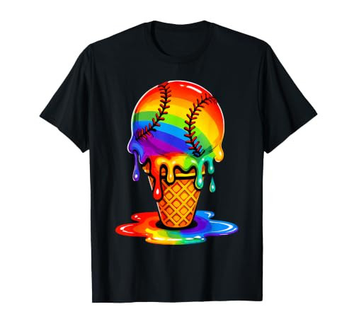 Rainbow Baseball Ice Cream For Boys Cone Fun Summer Youth T-Shirt | Amazon (US)