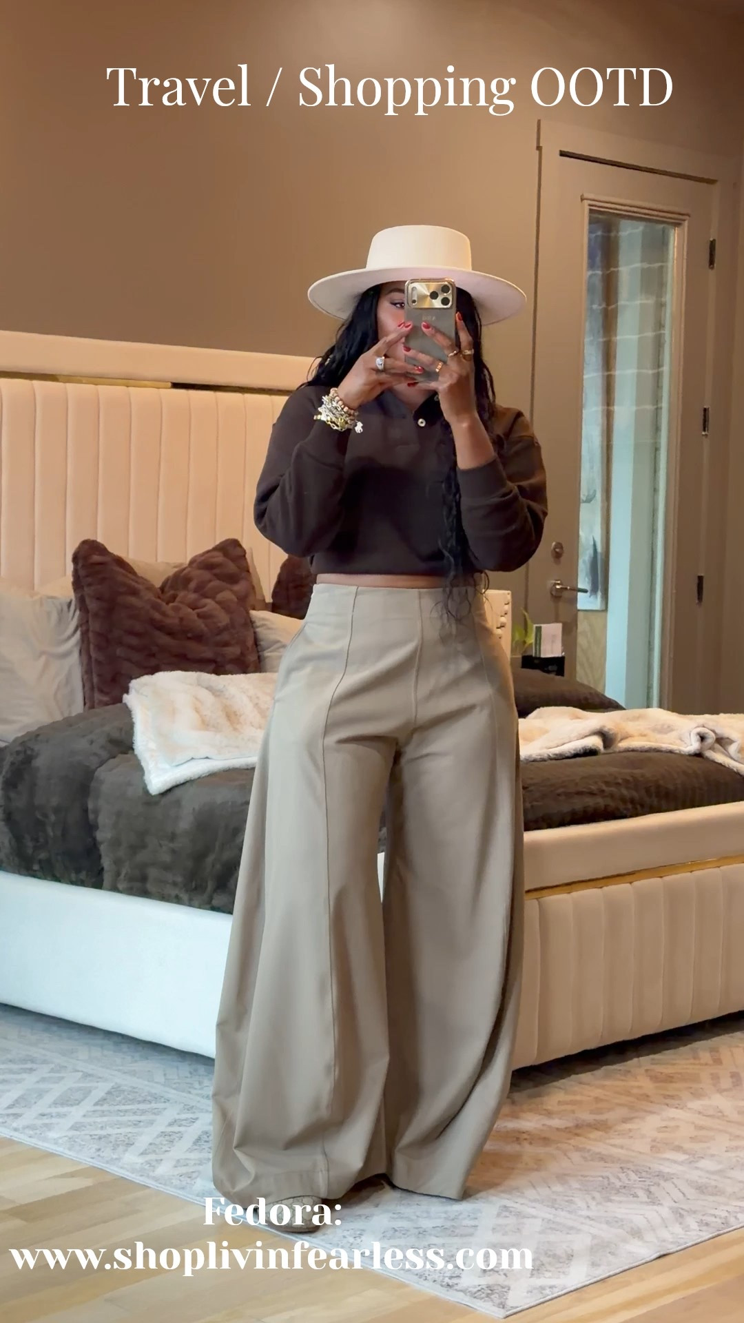 Loved this fit! 

Fedora: XL
Top: XS
Pants: M

#LTKTravel #LTKMidsize