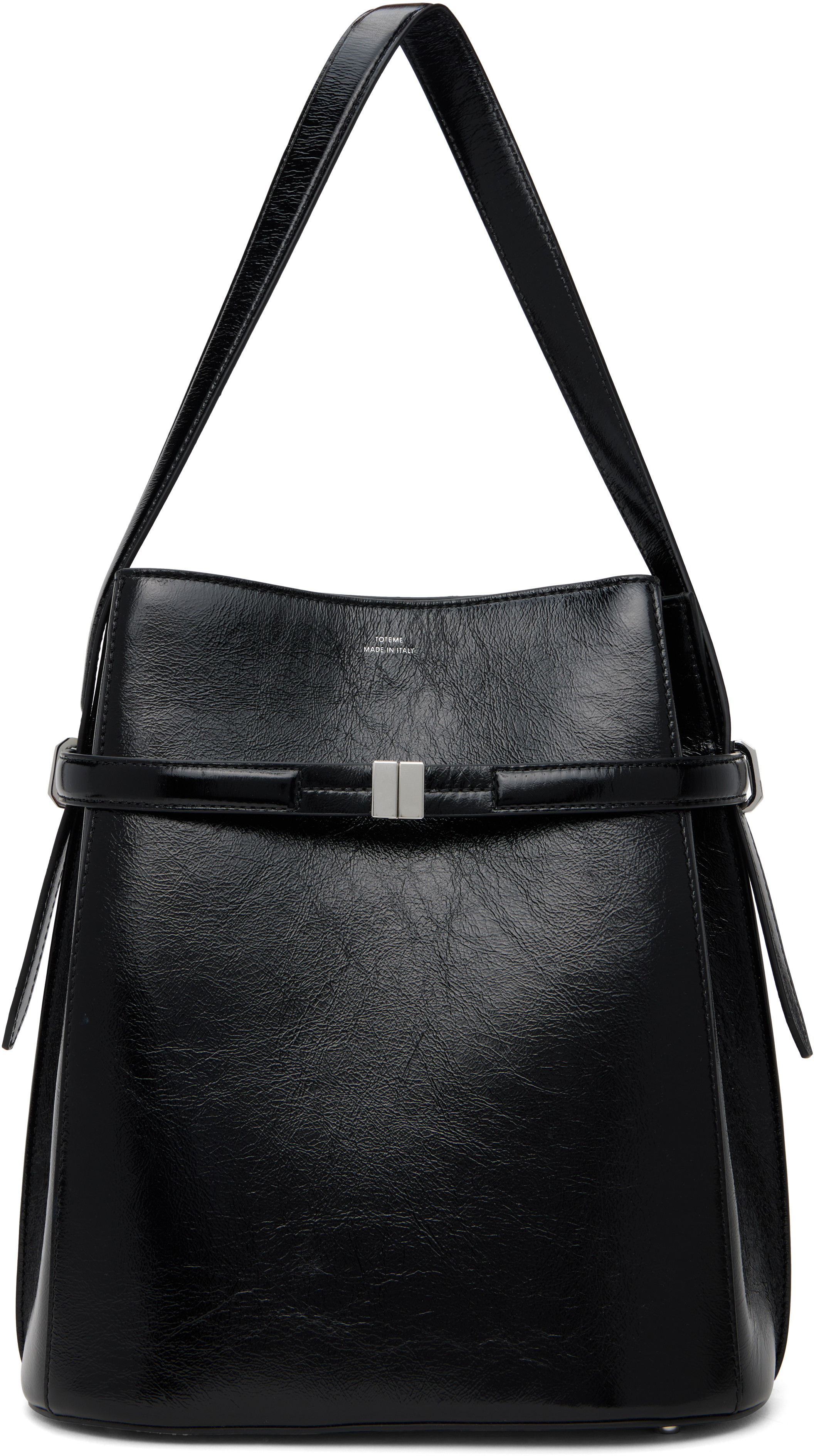 TOTEME Black Belted Naplack Leather Bucket Bag | SSENSE