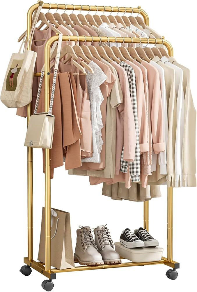 Clothes Rack - Clothing Rack with Wheels, Multi-Functional Clothing Racks for Hanging Clothes and... | Amazon (US)