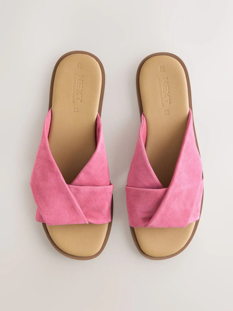Buy Pink Suede Twisted Mule Sandals from Next Germany | Next EU