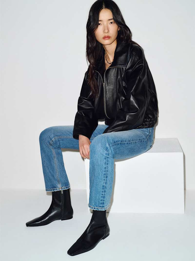 Reformation Remy Flat Ankle Boot Black Leather 8 | Reformation (Global)