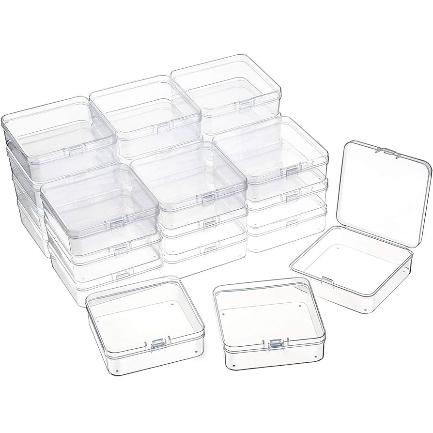 24 Packs Small Clear Plastic Beads Storage Containers Box with Hinged Lid for Storage of Small It... | Amazon (US)