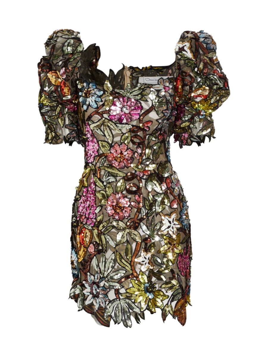 Sequin-Embroidered Floral Minidress | Saks Fifth Avenue