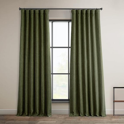 Faux Linen Room Darkening Curtains