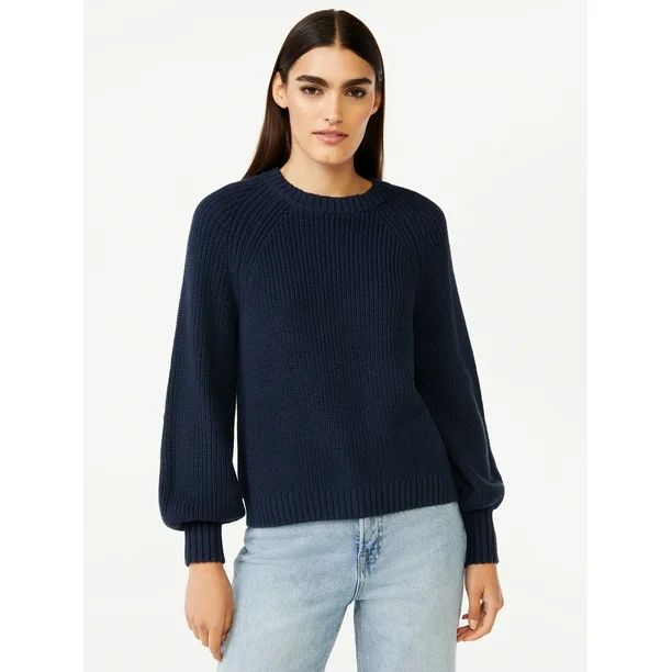 Free Assembly Women’s Shrunken Raglan Sweater with Long Sleeves - Walmart.com | Walmart (US)