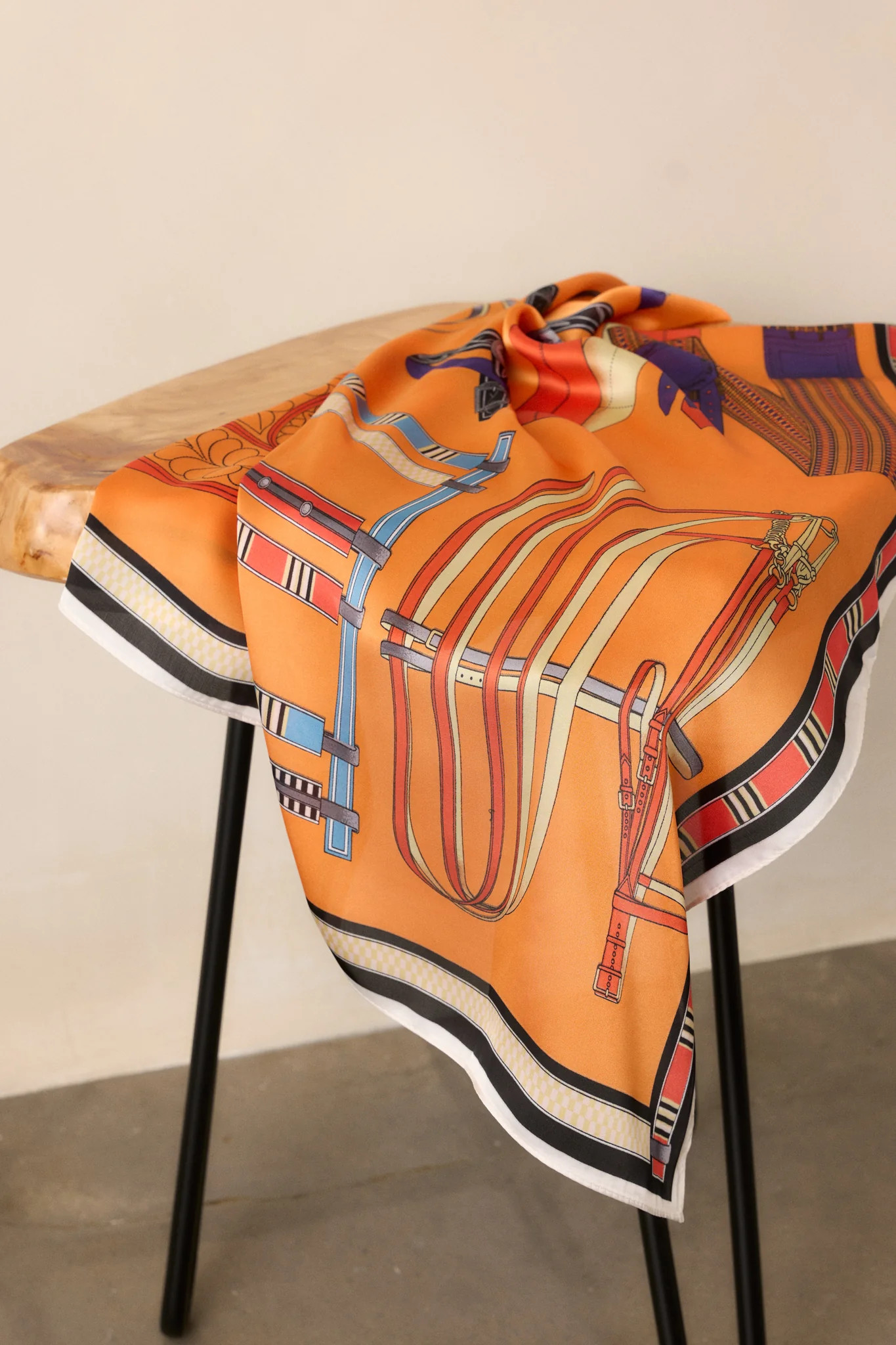 Found My Way Orange Multi Print Scarf | Red Dress