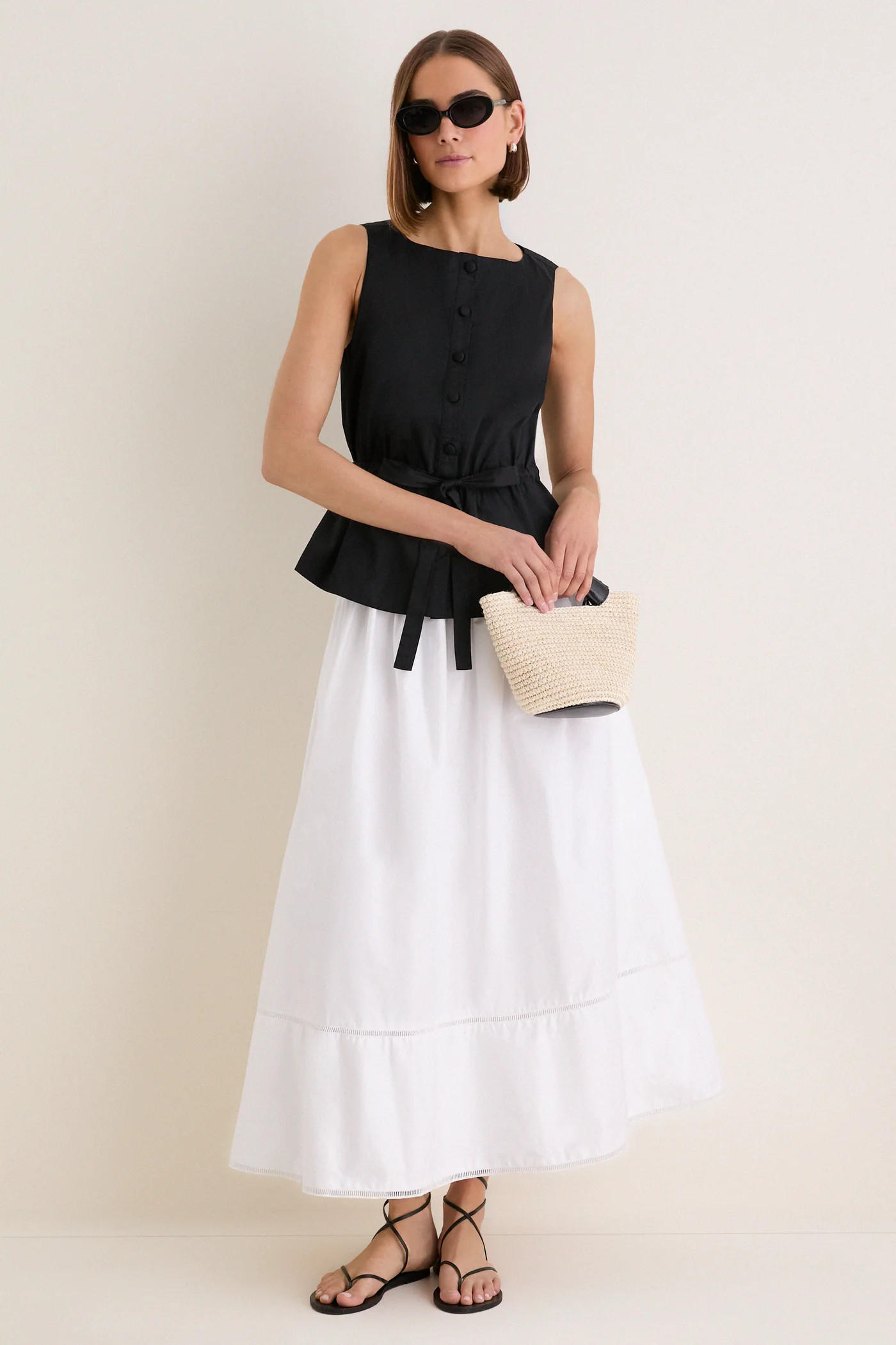 White Cotton Poplin Francoise Top | Tuckernuck (US)