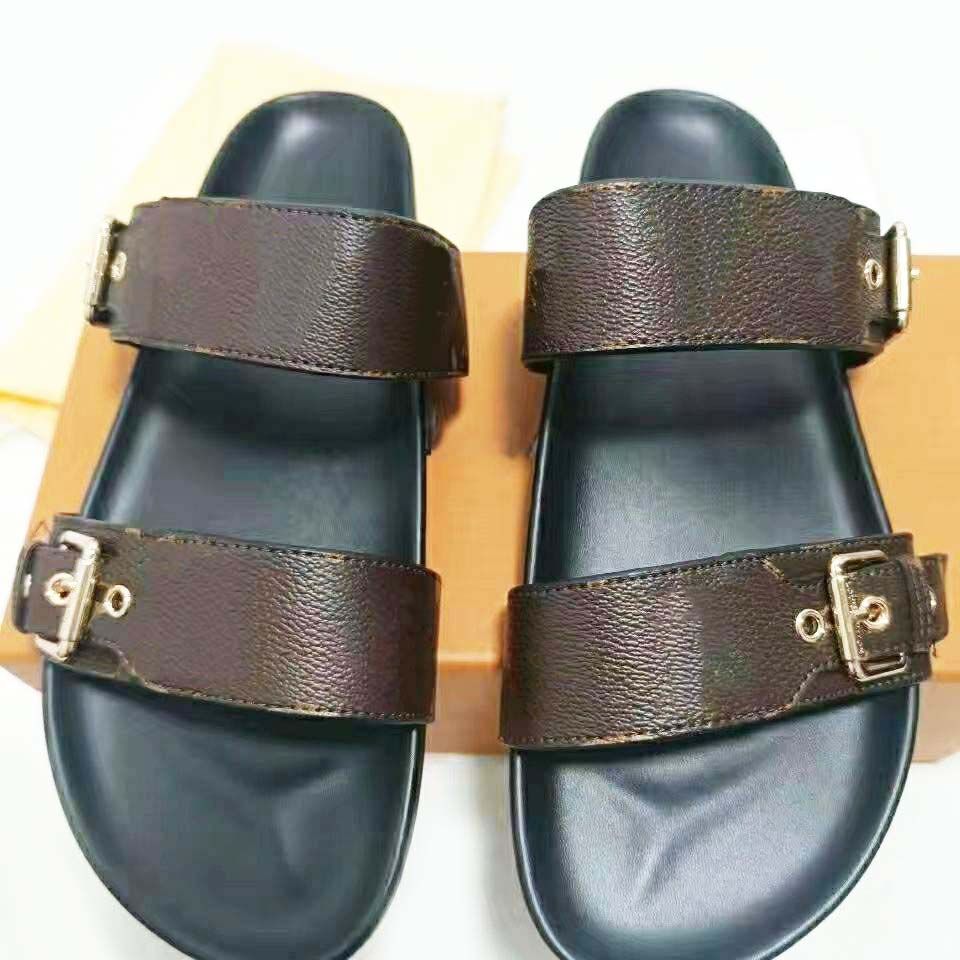 Designer Slippers slides sandals Summer Flats Sexy real leather platform Shoes Ladies Beach Effor... | DHGate