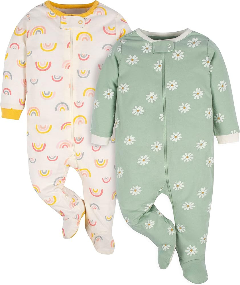 Gerber Baby Girls 2-Pack Sleep 'N Play Golden Floral Preemie | Amazon (US)