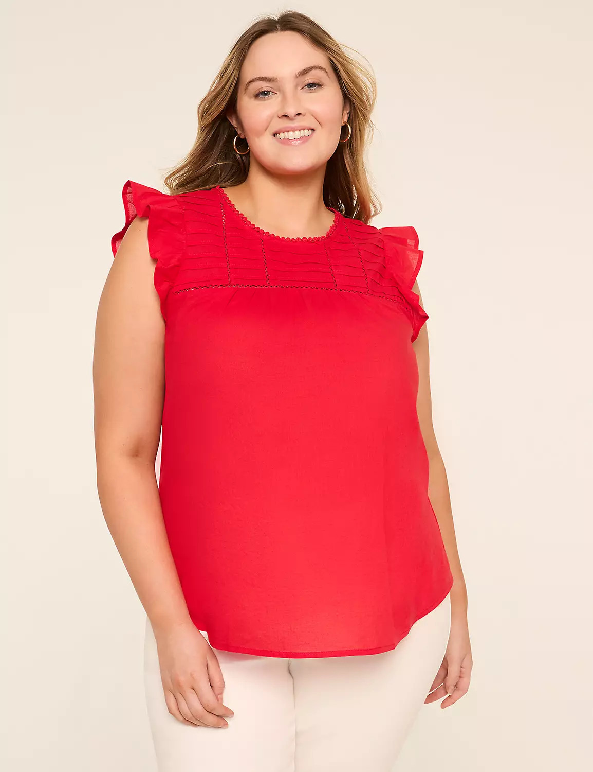 Flutter-Sleeve Pintuck Top | LaneBryant | Lane Bryant (US)