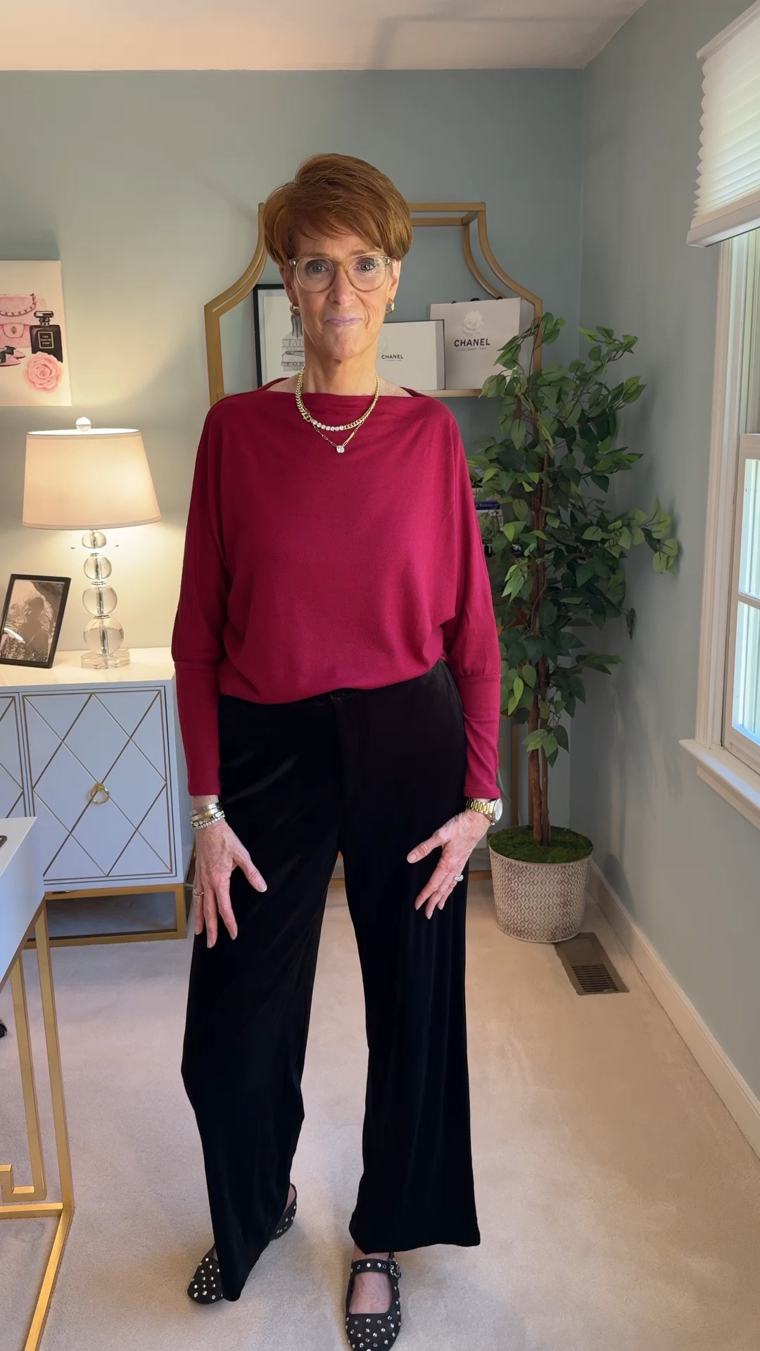 Ready to refresh your wardrobe with elegant, classic pieces that seamlessly blend into your everyday style? I’m sharing 8 beautiful items gifted to me by Gibsonlook that are perfect for fall—and trust me, you’ll want them all! From versatile blazers to flattering skirts, these pieces are designed to elevate your look with ease.
These timeless fall fashion staples are perfect for creating a chic, versatile wardrobe that works from day to night. Whether you’re styling these pieces for work, a weekend brunch, the holidays or a cozy night out, they’re sure to make an impact.

* Cranberry Long Sleeve Soft Boat Neck Top: Rich in color and cozy in texture, a fall wardrobe essential.
* Black Velvet Trousers: Luxe and sophisticated, these trousers are perfect for adding a touch of elegance to any outfit.
Top size medium
Pants size large. Too big. Medium would have been better.

#LTKOver40 #LTKHoliday #LTKStyleTip