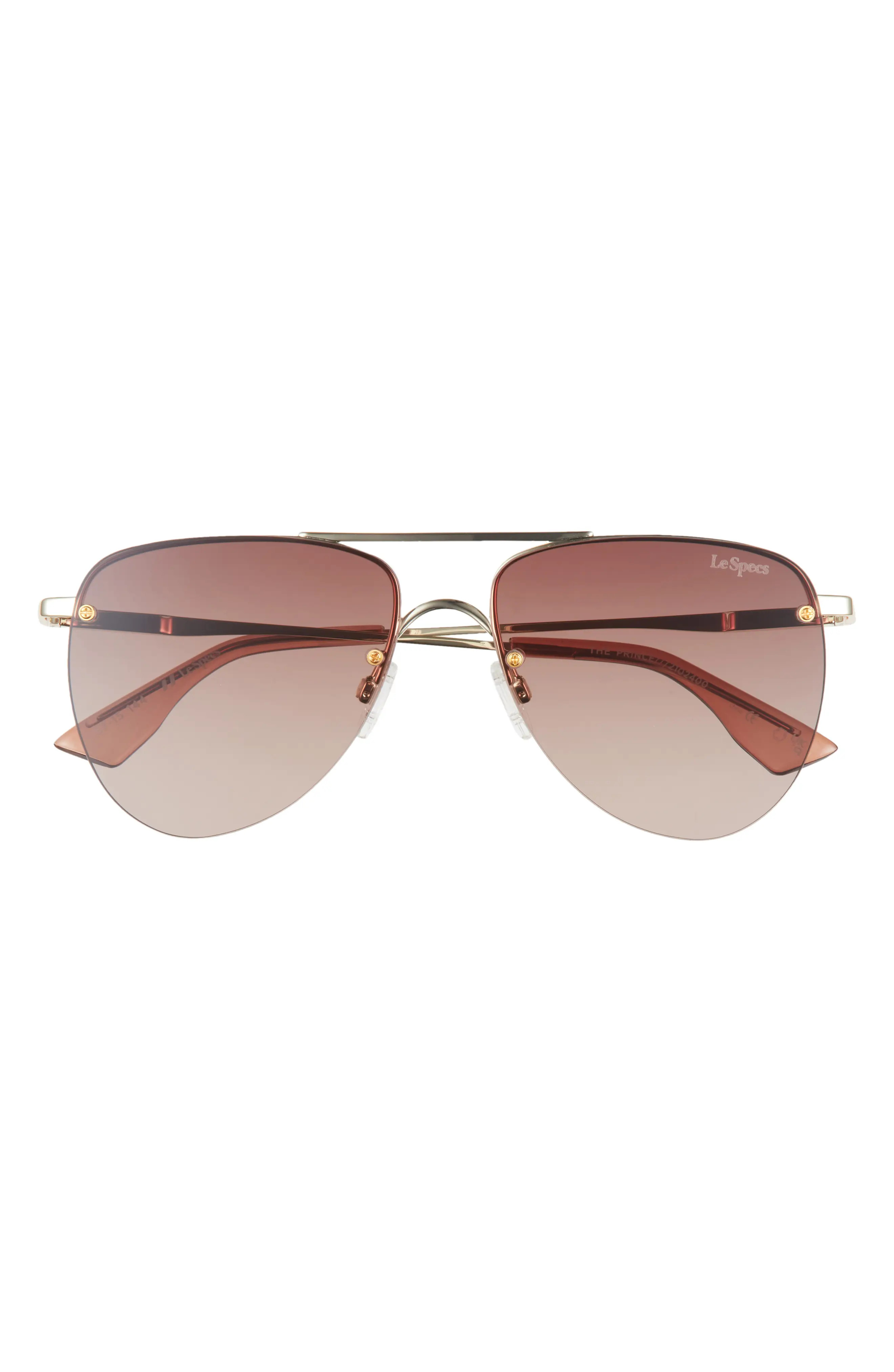 Le Specs The Prince 57mm Aviator Sunglasses in Gold/Brown Grad Flash at Nordstrom | Nordstrom