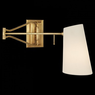 Keil Swing Arm Wall Sconce, 1-Light, Hand-Rubbed Antique Brass, Linen Shade, 10"H (ARN 2650HAB-L ... | Lighting Reimagined