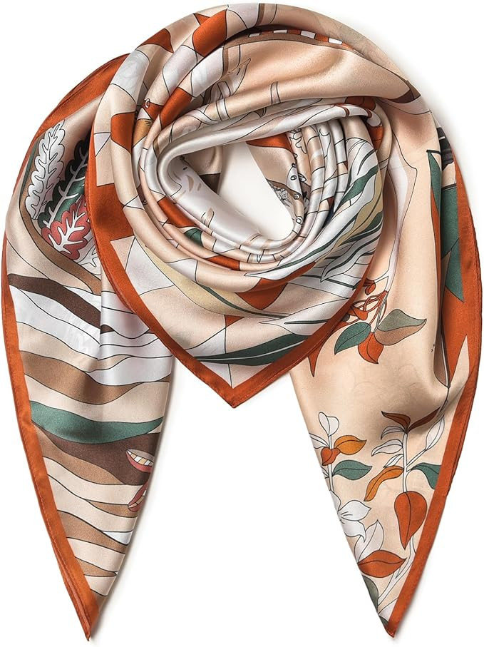 100% Pure Mulberry Silk Scarf 35" Large Square Lightweight Headscarf –Women’s Hair Wraps The ... | Amazon (US)