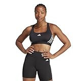 adidas Women's Powerimpact Train Medium-Support 3-Stripes Bra, Black/White, (Large) C/D | Amazon (US)