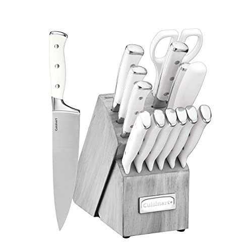 Cuisinart 15-Piece Knife Set with Block, High Carbon Stainless Steel, Forged Triple Rivet, Natural/Gray C77WTR-15PG | Amazon (US)