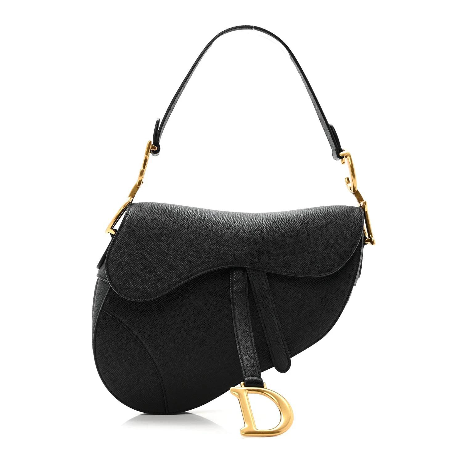 Grained Calfskin Saddle Bag Black | FASHIONPHILE (US)