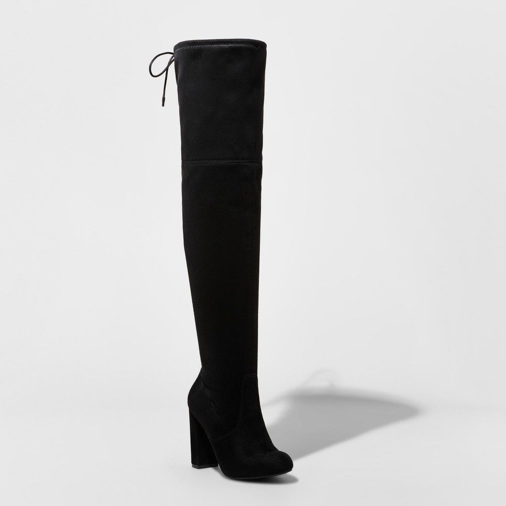 Women's Penelope Heeled Over the Knee Boots - A New Day Black 7 | Target