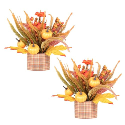 2PCS Fall Decor for Thanksgiving Autumn Home Table Fireplace Decorations | Amazon (US)