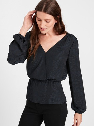 Snake Print Peplum Top | Banana Republic (US)