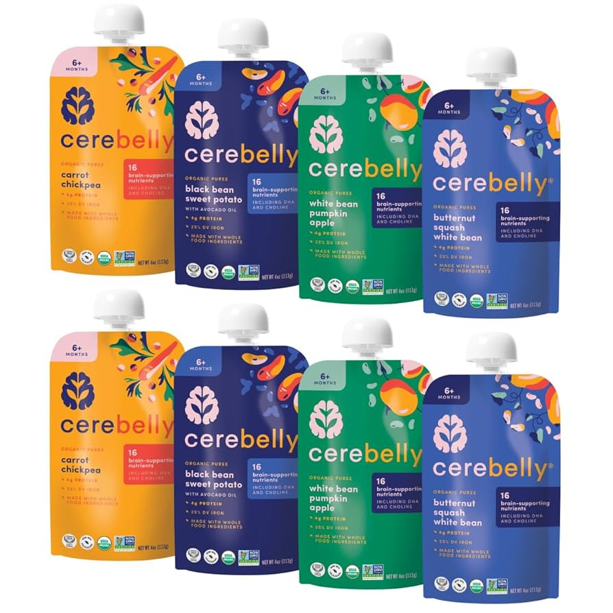 Cerebelly Organic Baby Food Pouches – Organic Veggie and Bean Purees for Toddlers Variety Pack|... | Amazon (US)