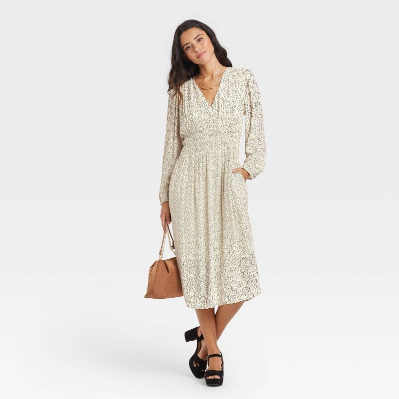 Women's Long Sleeve Smocked Waist Dress - A New Day™ | Target
