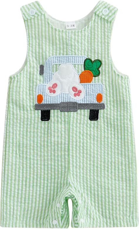 Infant Baby Boy Girl Easter Rabbit Jumpsuit Sleeveless Straps Romper Bib Pants One Piece Overalls... | Amazon (US)