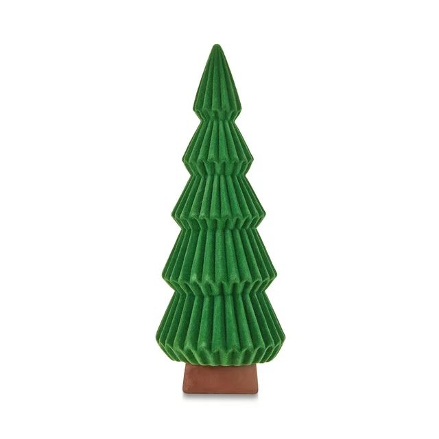 Holiday Time Green Stone Resin Short Flocked Tree Tabletop Décor, 9.25”H | Walmart (US)