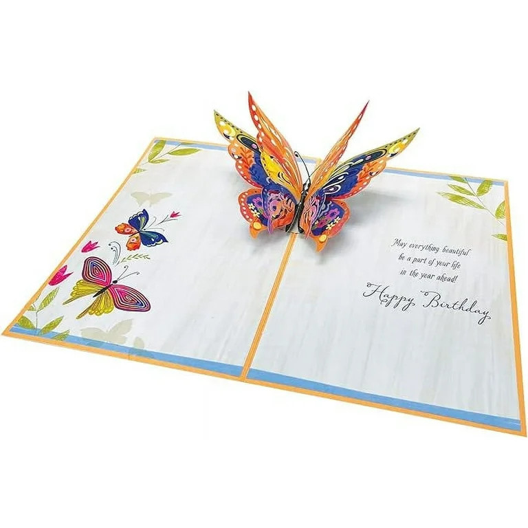 Designer Pop! Pop Up Birthday Card with 3D Butterfly Design - Perfect Birthday Wish Greeting Card... | Walmart (US)