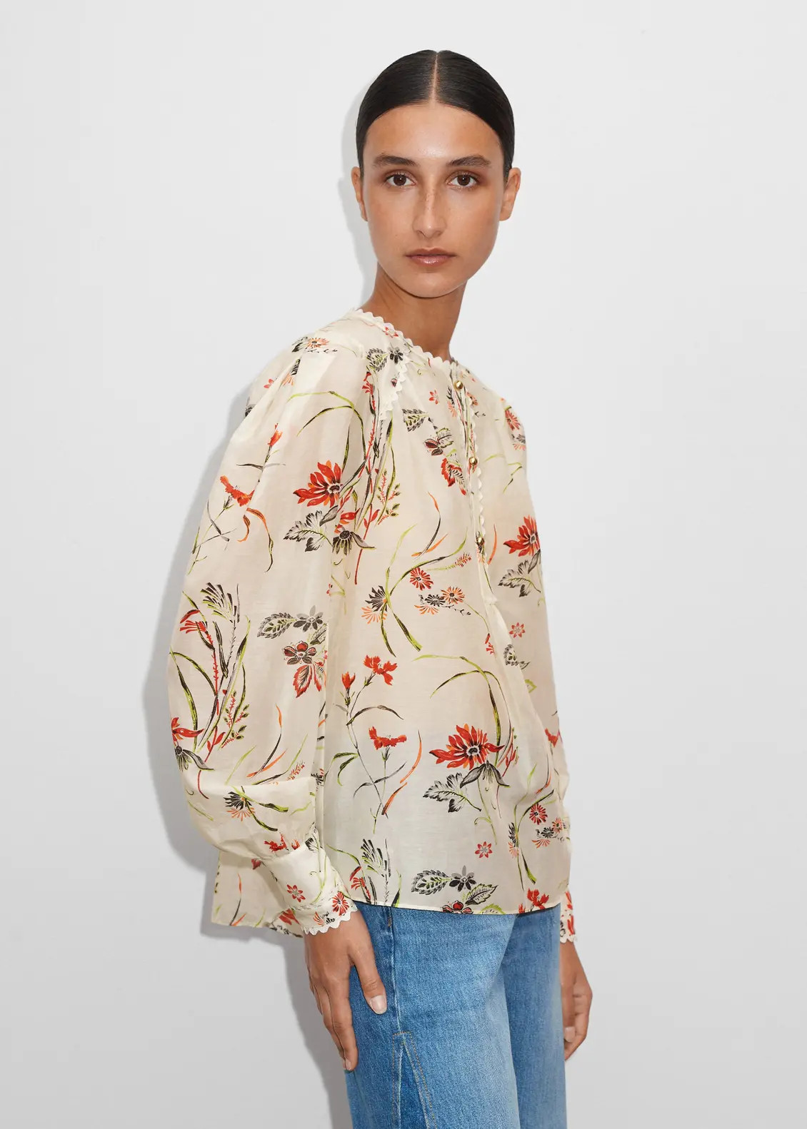 Silk Cotton Delicate Bloom Print Blouse | ME + EM