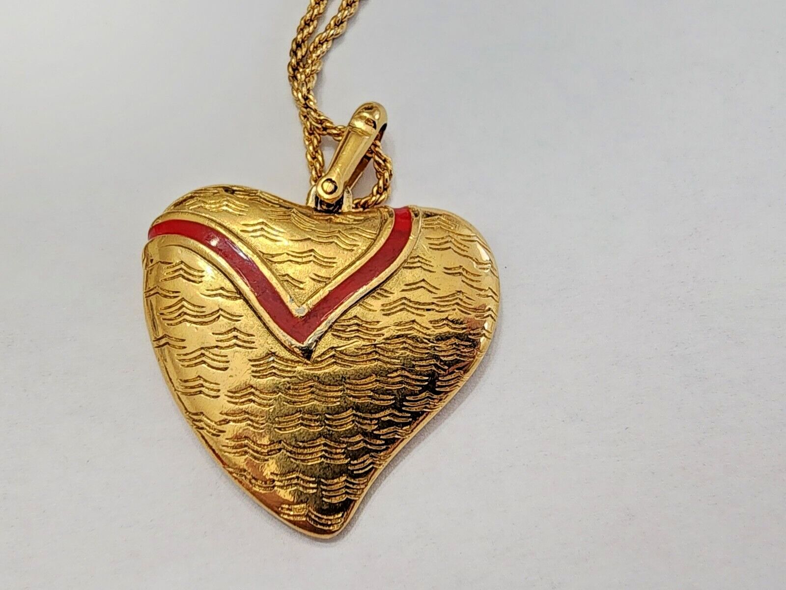 Vintage Givenchy Gold Tone Heart Red Enamel Pendant Necklace  | eBay | eBay US