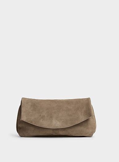 Valentina taupe suede clutch | Simons