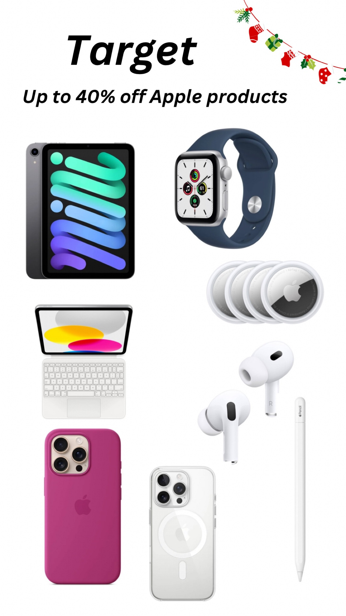 Apple products are on Target’s daily deal today! Up to 40% off. 

Gift guide, target, gifts for him, gifts for her, Christmas shoppingg

#LTKGiftGuide #LTKCyberWeek #LTKSaleAlert