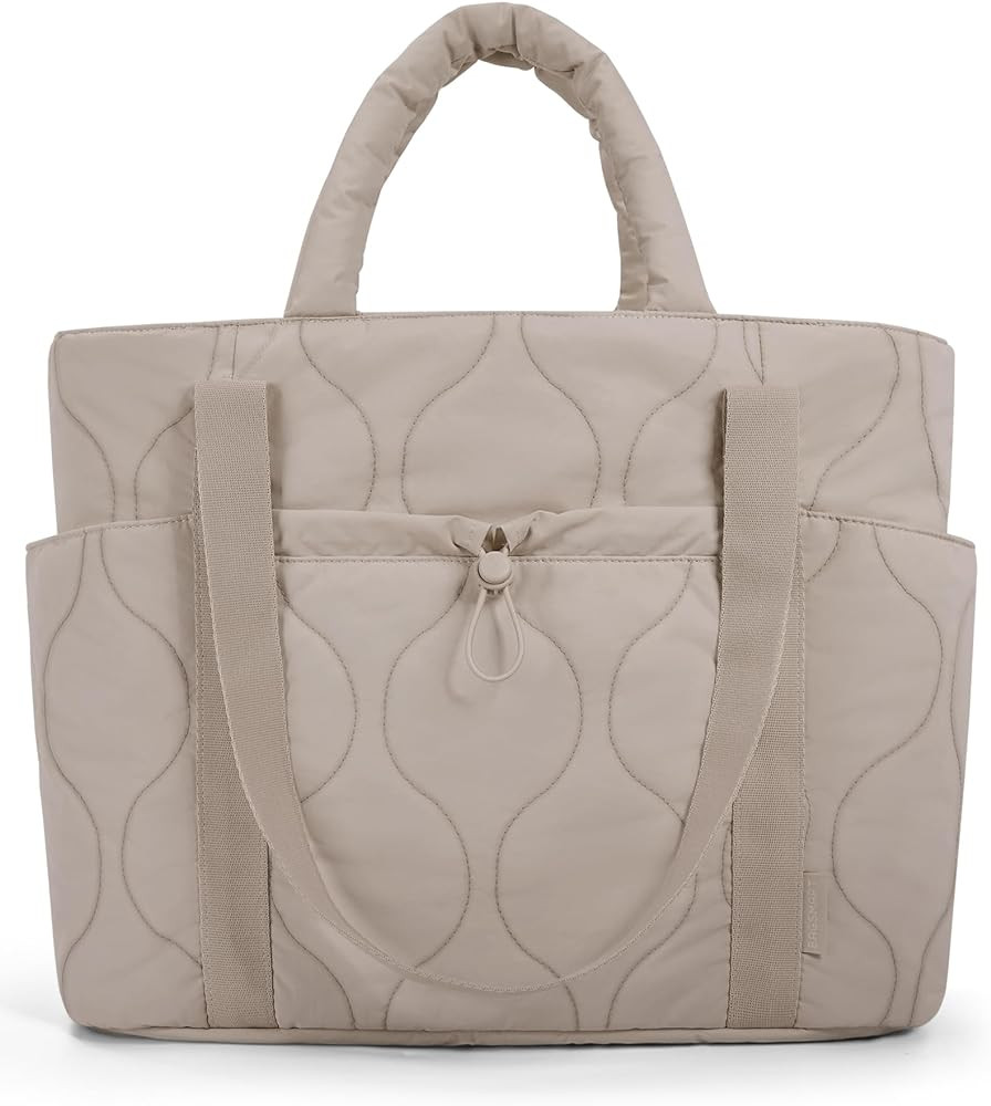 BAGSMART Puffer Tote Bag for Women, Quilted Travel Tote Bag for Work, Large Lightweight Travel Ba... | Amazon (US)