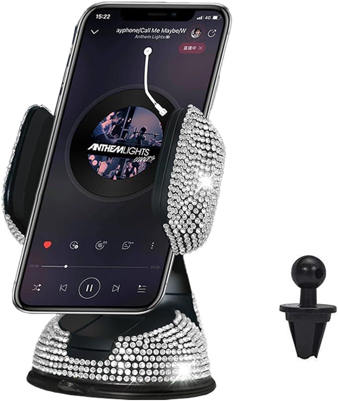Bling Car Phone Holder, LYCARESUN 360°[Adjustable & Stable] Crystal Universal Phone Mount for Ca... | Amazon (US)