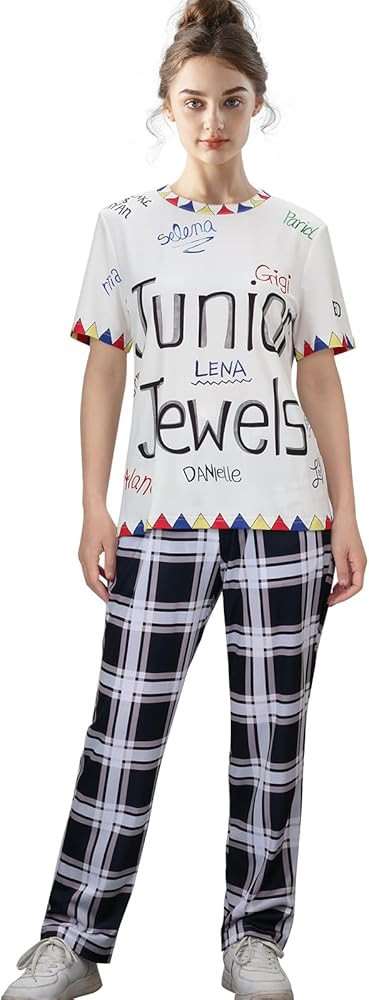 Adult Women Tay Tay Concert Pjs Shirt Pants Set Girls Swift Tshirt Plaid Pajama Pants Halloween Pj | Amazon (US)