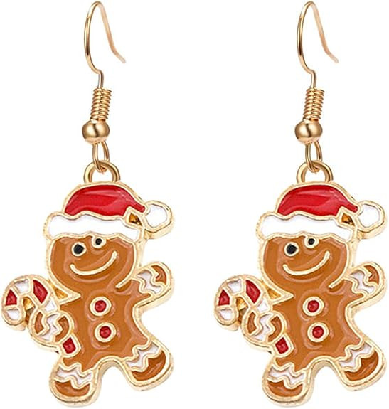 MALOYANVE Christmas Earrings for Women Christmas Trees Bow Snowflake Bells Elk Candy Drop Dangle ... | Amazon (US)