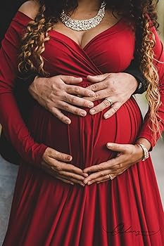 Saslax Maternity Off Shoulders Half Circle Gown for Baby Shower Photo Props Dress | Amazon (US)