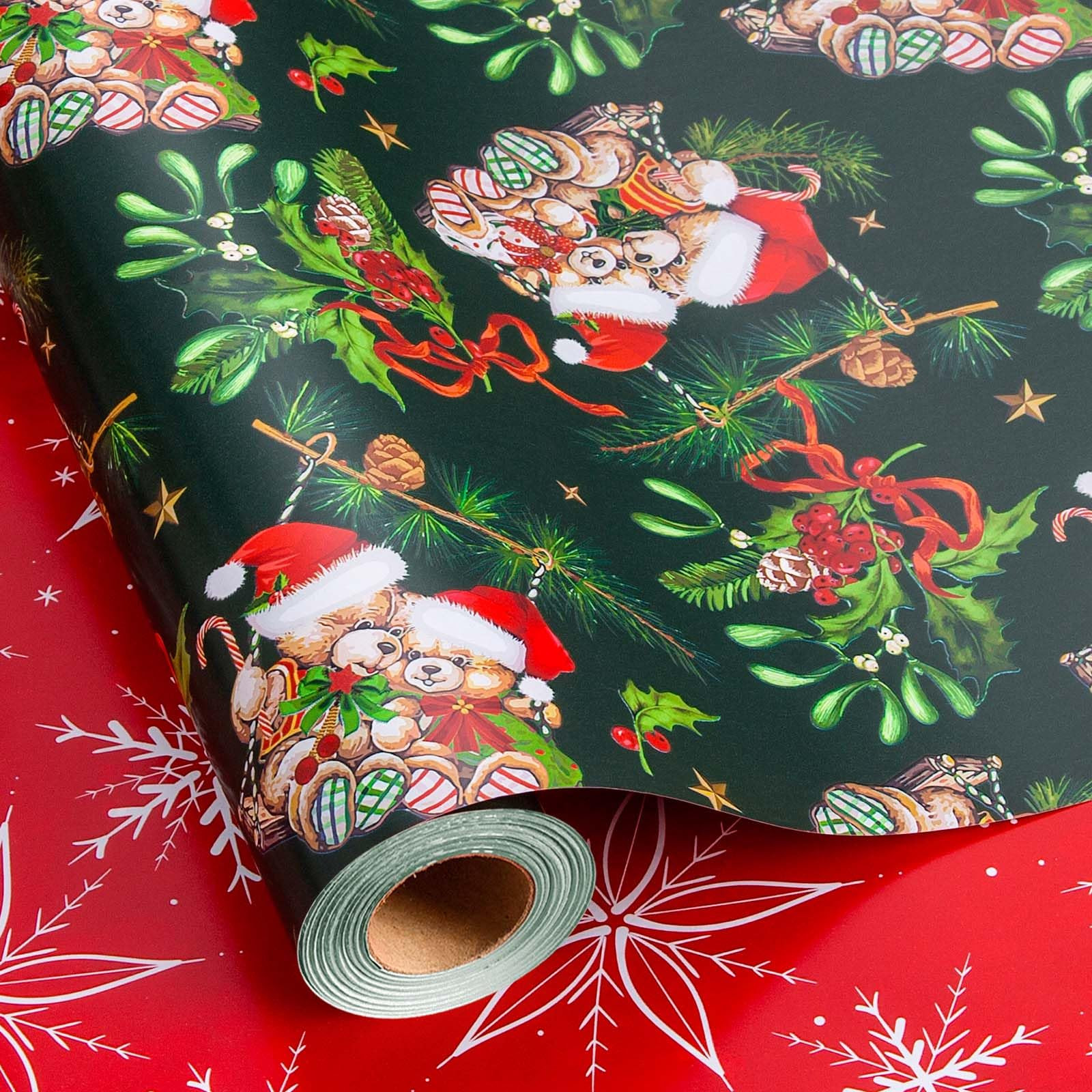 Merture Vintage Green Christmas Wrapping Paper - Mini Roll - 17 In X 33 Ft (46.7 sqft.ttl.) - Cut... | Amazon (US)