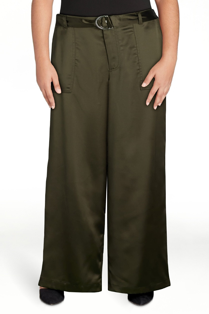 Scoop Women's Wide Leg Belted Satin Pants, Sizes 2-16 | Walmart (US)