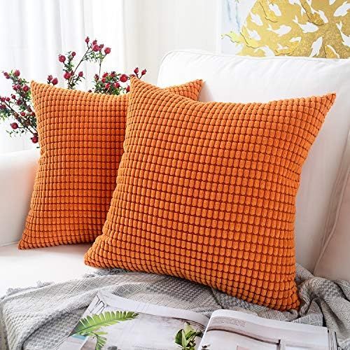 MERNETTE Pack of 2, Corduroy Soft Decorative Square Throw Pillow Cover Cushion Covers Pillowcase,... | Amazon (CA)