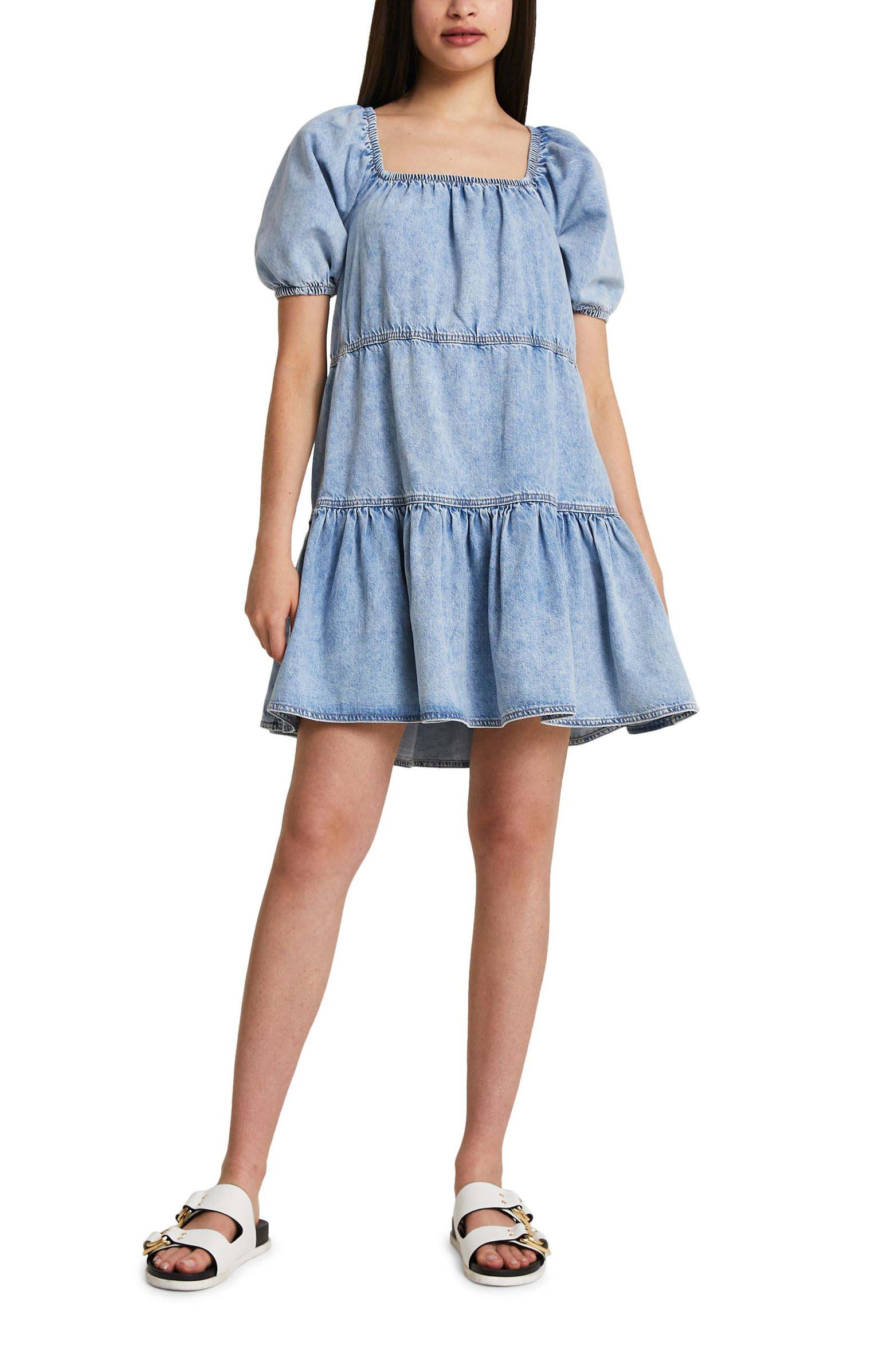 Tie Back Denim Babydoll Dress | Nordstrom