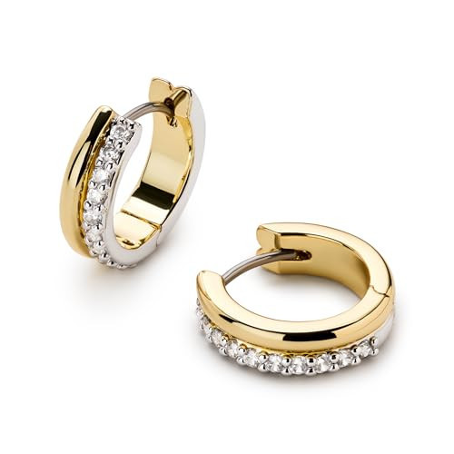 Ana Luisa Asher Huggie Hoop Earrings for Women - Silver & Gold Mixed Metal | Amazon (US)