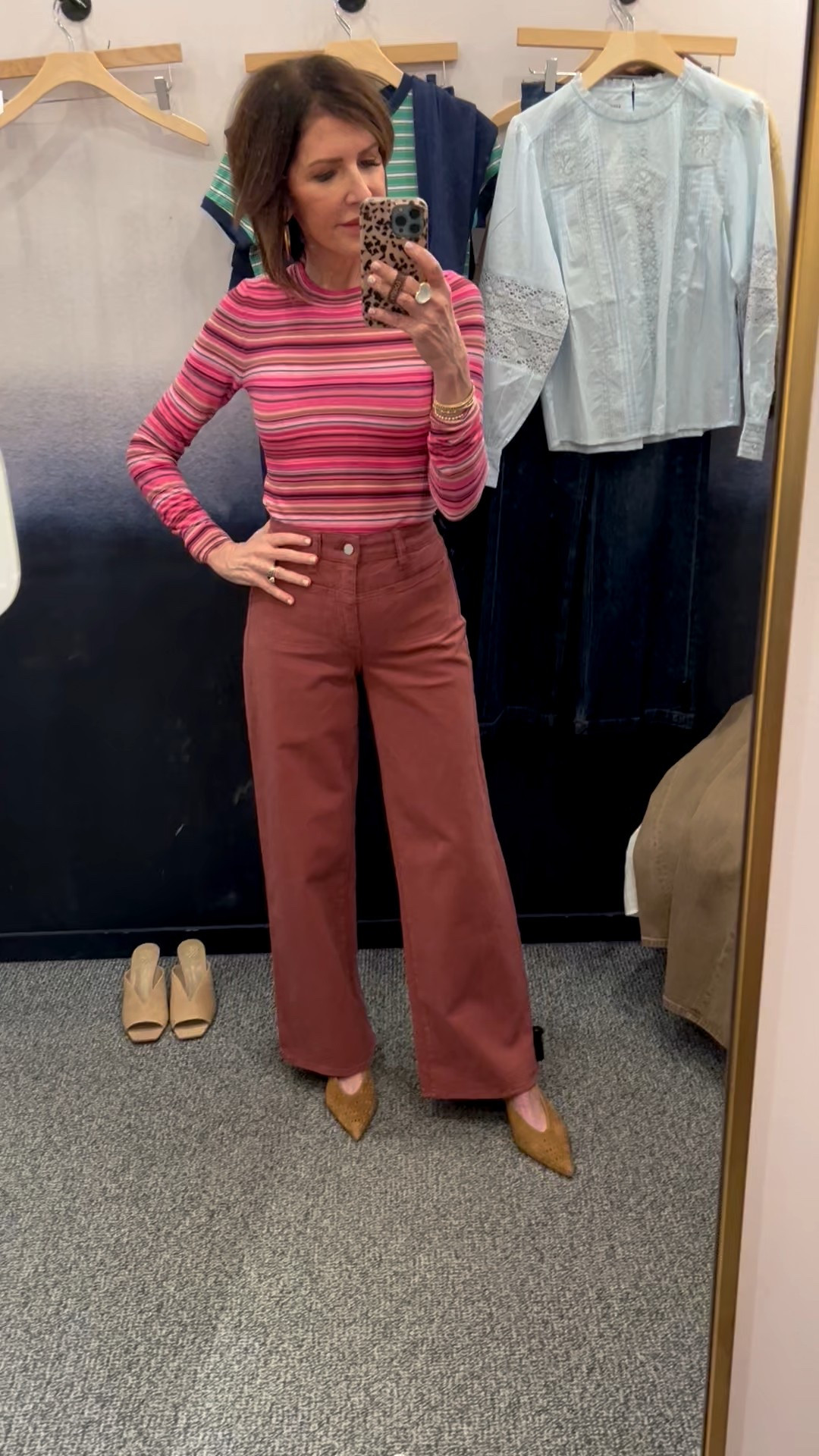 pink striped top, pink wide leg pants, suede heels, over 50 outfits, valentine’s day outfit 

#LTKSeasonal #LTKootd #LTKValentine