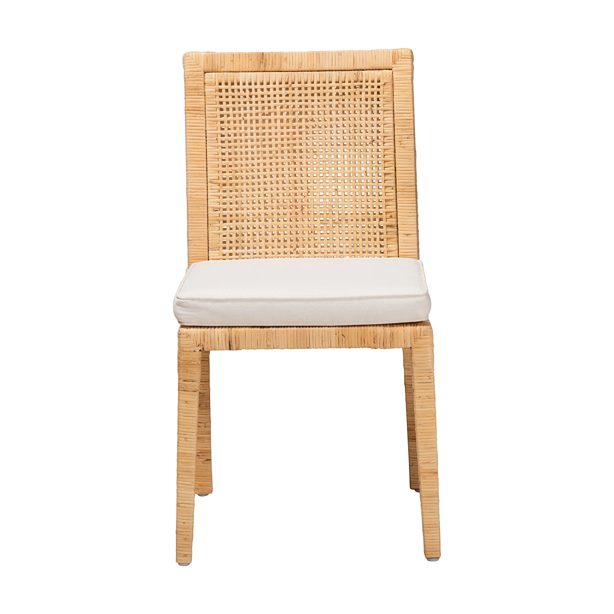 Colombano Modern and Contemporary Natural Wood and Rattan Dining Chair | Wayfair North America