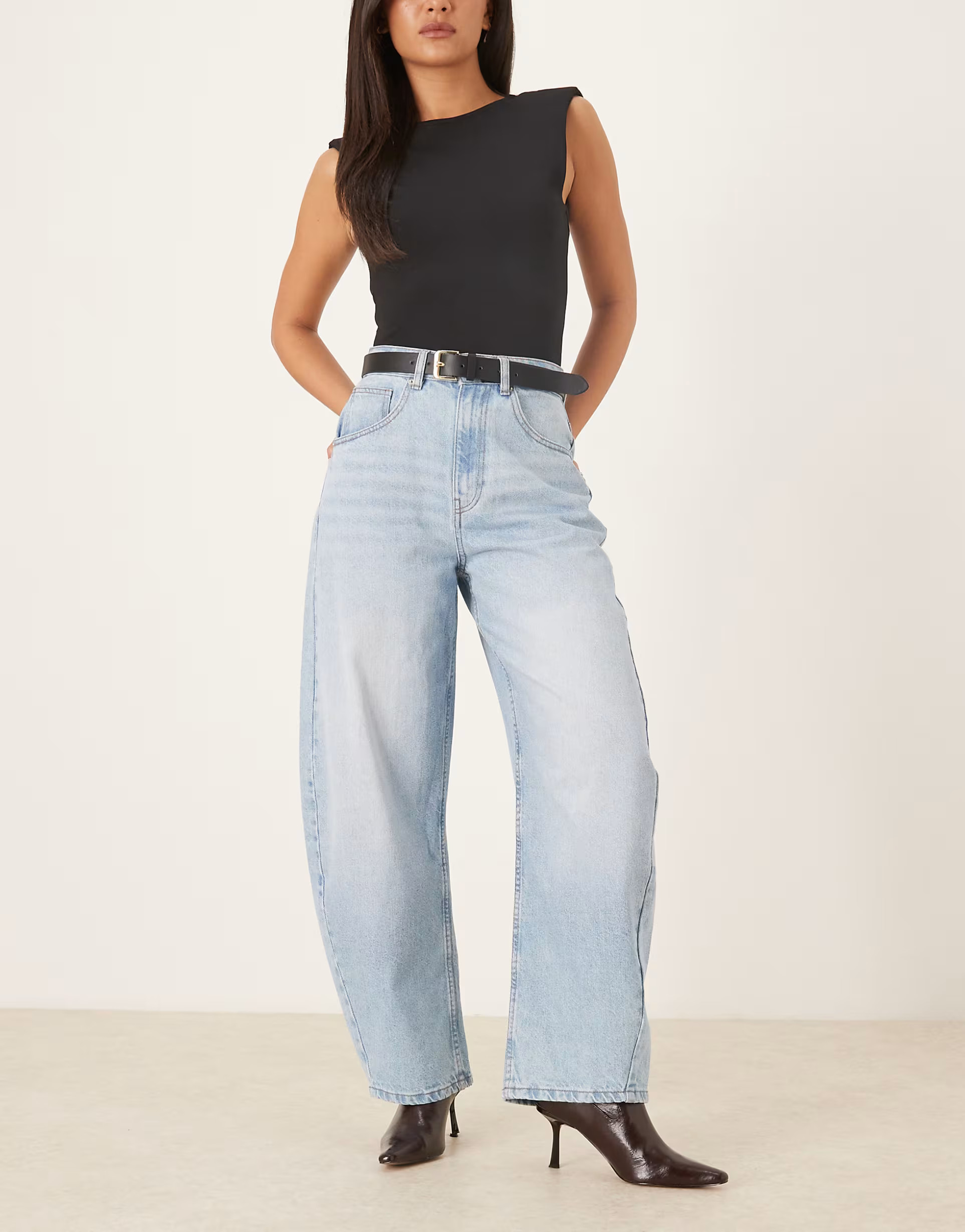 ASOS DESIGN high waisted barrel leg jeans in lightwash | ASOS (Global)